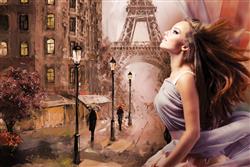 تصویر 3 از گالری عکس دختر زیبا پس زمینه پاریس برج ایفل پوستر دیواری سه بعدی
