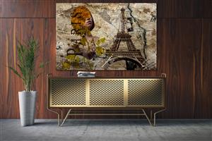 تصویر 1 از گالری عکس دختر فرانسوی طراحی دیجیتال آرت دختر زیبا در کنار برج ایفل نمای وینتیج اثر سامان رئوفی