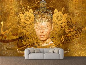 تصویر 2 از گالری عکس نقاشیخط ملکه طلایی با تاج در گلستان