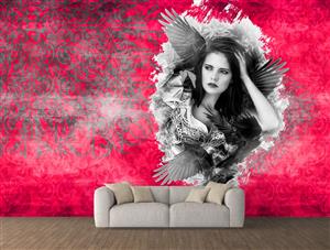 تصویر 2 از گالری عکس فرشته زیبا در پس زمینه قرمز دیجیتال آرت اثر سامان رئوفی
