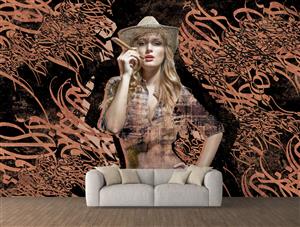 تصویر 2 از گالری عکس دختر بلوند زیبا با کلاه و سیگار هنر دیجیتال 