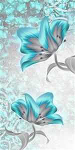 تصویر 1 از گالری عکس گل های شگفت انگیز فیروزه ای روی پرده نقره ای و آبی روشن