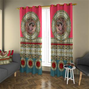 تصویر 2 از گالری عکس پرده صورتی و آبی روشن با نقاشی