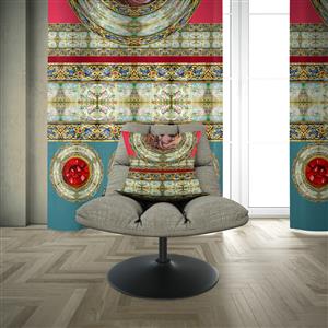 تصویر 4 از گالری عکس پرده صورتی و آبی روشن با نقاشی