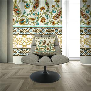 تصویر 4 از گالری عکس پرده سفید و بژ با طرح ایرانی و باراک