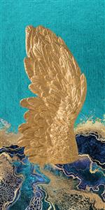تصویر 1 از گالری عکس پرده آبی درباری با مجسمه طلایی