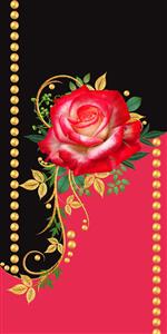 تصویر 1 از گالری عکس پرده قرمز و مشکی با گل درشت زیبا