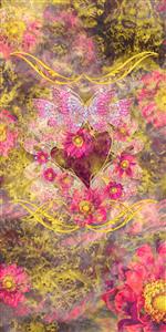 تصویر 1 از گالری عکس پرده دودی صورتی و زرد با طرح پروانه های زیبا