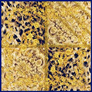 تصویر 1 از گالری عکس روسری طرح پلنگی با پترن های بژ گلدار