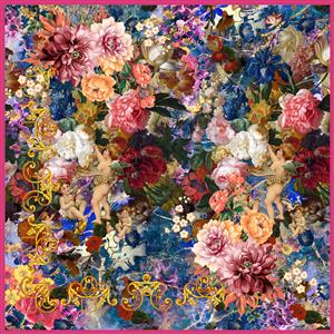 تصویر 1 از گالری عکس روسری رنگارنگ با گل های زیاد و فرشته های زیبا