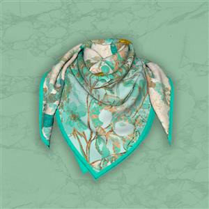 تصویر 5 از گالری عکس روسری سبز ساده با گل و پروانه