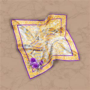 تصویر 2 از گالری عکس روسری زرد و بنفش با گل های بنفش