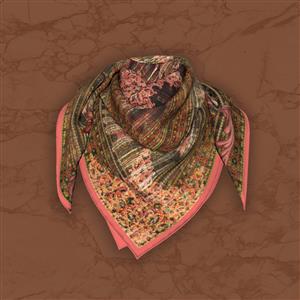 تصویر 5 از گالری عکس روسری قهوه ای و بژ با شکوفه های صورتی