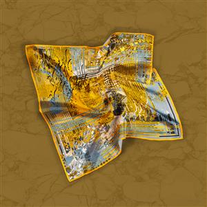 تصویر 2 از گالری عکس طرح روسری باراک لوکس با حاشیه زرد و خوشنویسی
