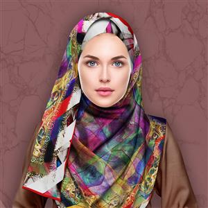 تصویر 4 از گالری عکس روسری سبک باروک رنگین کمانی