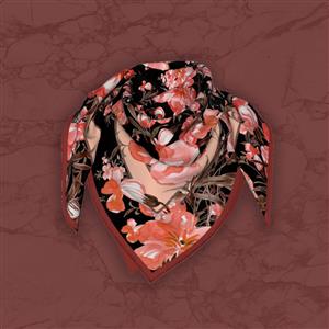 تصویر 5 از گالری عکس روسری شیک مشکی با گل های قرمز زیبا