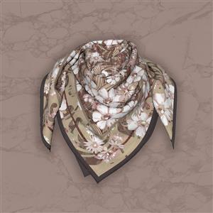 تصویر 5 از گالری عکس روسری گلدار بژ و رزگلد