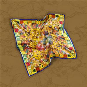 تصویر 2 از گالری عکس روسری با گل صورتی و حاشیه دایره ای