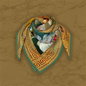 تصویر 5 از گالری عکس قاب طلایی ورساچه و روسری کلاژ با نقاشی رنگ روغن