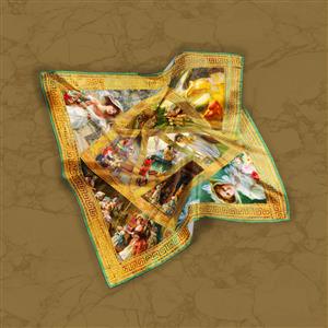 تصویر 2 از گالری عکس قاب طلایی ورساچه و روسری کلاژ با نقاشی رنگ روغن