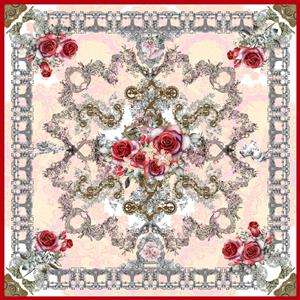 تصویر 1 از گالری عکس طرح روسری کلاسیک اروپایی با گل های رز قرمز