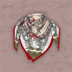 تصویر 5 از گالری عکس طرح روسری کلاسیک اروپایی با گل های رز قرمز