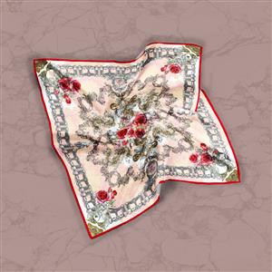 تصویر 2 از گالری عکس طرح روسری کلاسیک اروپایی با گل های رز قرمز