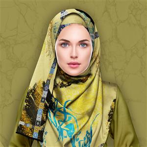 تصویر 4 از گالری عکس طرح روسری سنتی زرد با خوشنویسی ایرانی