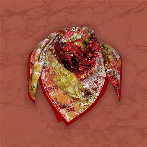 تصویر 5 از گالری عکس روسری با طرح ترکیبی گل قرمز و باروک طلایی