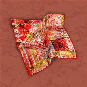 تصویر 2 از گالری عکس روسری با طرح ترکیبی گل قرمز و باروک طلایی