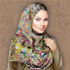 تصویر 3 از گالری عکس روسری گورخری گلدار مدرن با خوشنویسی ایرانی