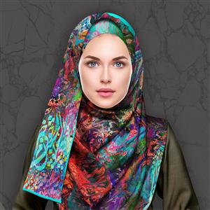 تصویر 4 از گالری عکس روسری رنگارنگ با خط فارسی و بافت مرمر
