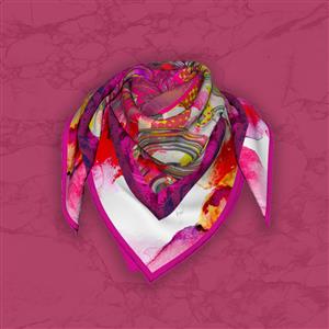 تصویر 5 از گالری عکس روسری کلاژ انتزاعی صورتی با خوشنویسی ایرانی