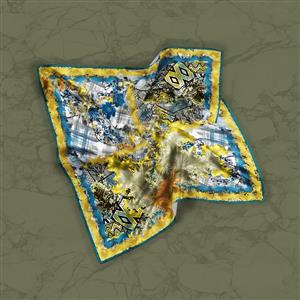 تصویر 2 از گالری عکس روسری آبی طلایی با فراکتال و گل