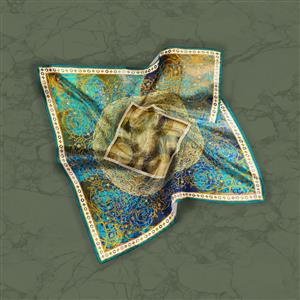 تصویر 2 از گالری عکس روسری پرسپکتیو آبی سلطنتی تیره و بژ