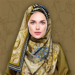 تصویر 4 از گالری عکس روسری با حاشیه جواهر و تم طلایی ایرانی