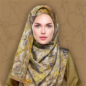 تصویر 4 از گالری عکس روسری صورتی رزگلد با حاشیه طلایی
