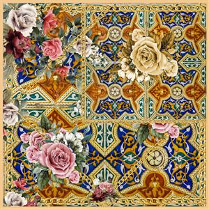 تصویر 1 از گالری عکس روسری با الگوی ایرانی و گل های نقاشی