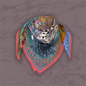 تصویر 5 از گالری عکس روسری انتزاعی رنگی با عناصر رنگارنگ