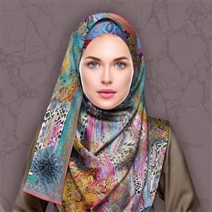 تصویر 4 از گالری عکس روسری انتزاعی رنگی با عناصر رنگارنگ