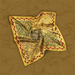 تصویر 2 از گالری عکس روسری زرد و کرم با گل سنگی