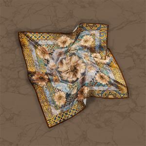 تصویر 2 از گالری عکس روسری قهوه ای نقره ای با سنگ و گل