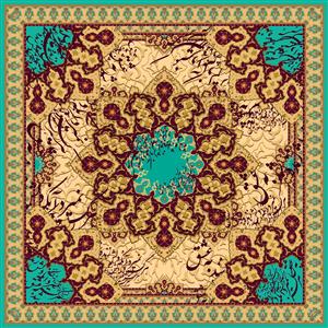 تصویر 1 از گالری عکس روسری طرح تذهیب با خوشنویسی فارسی