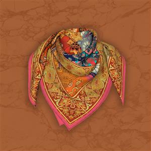 تصویر 5 از گالری عکس روسری تم زرد با سبک کاشی و فرش ایرانی