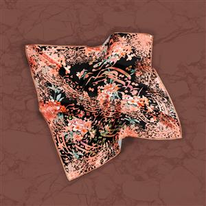 تصویر 2 از گالری عکس روسری صورتی با گل مشکی و خوشنویسی