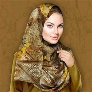 تصویر 3 از گالری عکس روسری نقاشی کلاسیک کرم قهوه ای