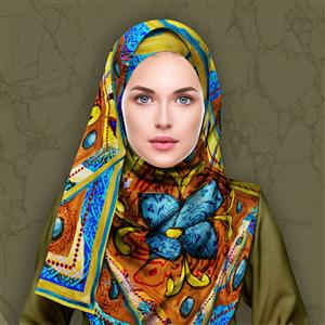 تصویر 4 از گالری عکس روسری با طرح نقاشی کاشی ایرانی