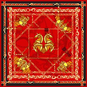 تصویر 1 از گالری عکس روسری طرح بافت سلطنتی مشکی و قرمز