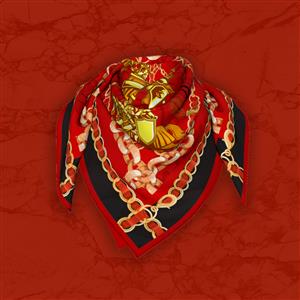 تصویر 5 از گالری عکس روسری طرح بافت سلطنتی مشکی و قرمز