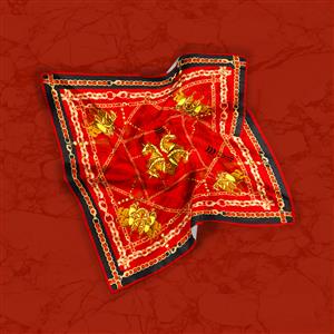 تصویر 2 از گالری عکس روسری طرح بافت سلطنتی مشکی و قرمز